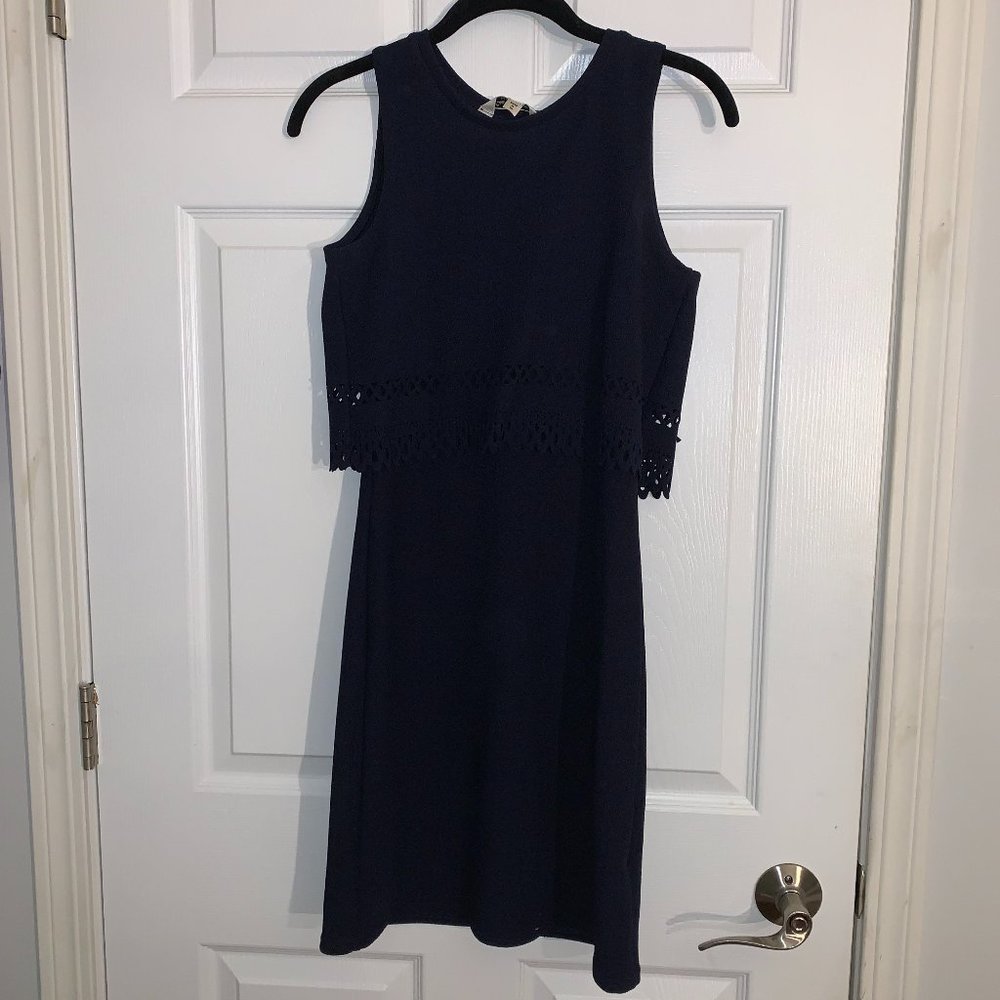 Navy Laser Cut Layer Dress